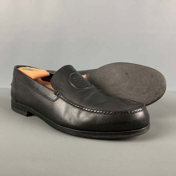 HERMES H Crest Black Leather Slip On Loafers - Picture 5 of 7